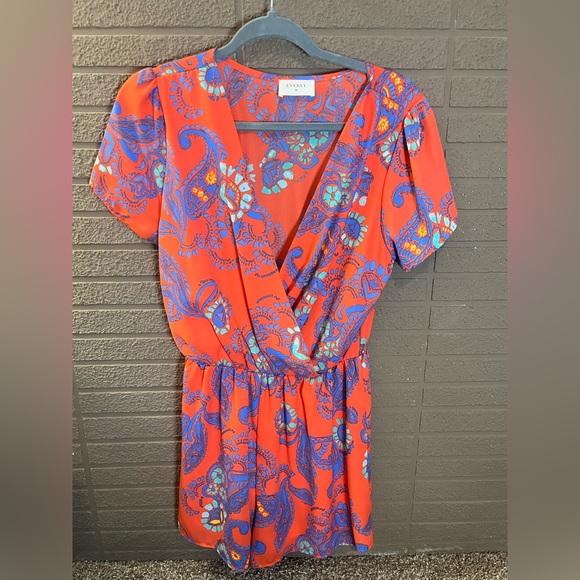Everly Pants - Everly Bright Orange Paisley Wrap Romper